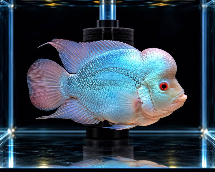 High Grade Blue Silk Flowerhorn Cichlid ~ 10-12cm